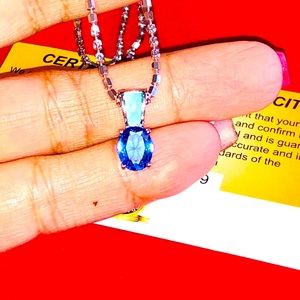 Natural Larimer opal and Tanzanite pendant, 10k white gold vermeil beautiful WOW